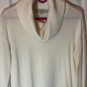 LOFT Cream Cowl Neck Sweater